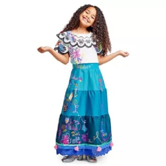 DISNEY STORE MULTI ORIGINAL MIRABEL 2TONE COSTUME HALLOWEEN DRESS SIZE:9/10 NWT - Picture 1 of 5